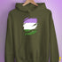 Genderqueer Pride Flag Ripped Reveal Hoodie - Army